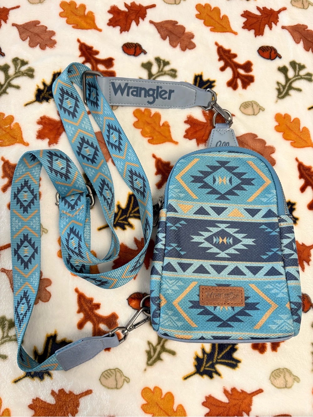 Wrangler Teal & Navy Aztec Mini Crossbody Bag